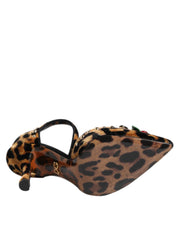 Dolce & Gabbana Brown Leopard Crystal Roses Pumps Shoes