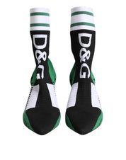 Dolce & Gabbana Green Stretch Sock Style Ankle Boots Shoes