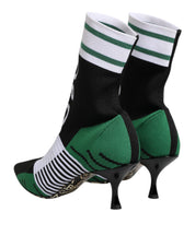 Dolce & Gabbana Green Stretch Sock Style Ankle Boots Shoes