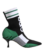 Dolce & Gabbana Green Stretch Sock Style Ankle Boots Shoes
