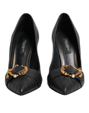 Dolce & Gabbana Black Devotion Leather Heels Pumps Shoes