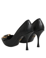 Dolce & Gabbana Black Devotion Leather Heels Pumps Shoes