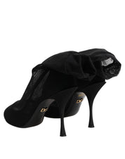 Dolce & Gabbana Black Silk Stretch Mesh Sock Boots Shoes