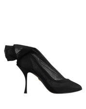 Dolce & Gabbana Black Silk Stretch Mesh Sock Boots Shoes