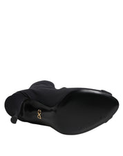 Dolce & Gabbana Black Stiletto Heels Lace Up Boots Shoes
