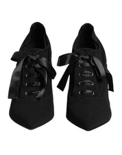 Dolce & Gabbana Black Lace Up Stiletto Heels Pumps Shoes