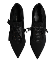 Dolce & Gabbana Black Lace Up Stiletto Heels Pumps Shoes