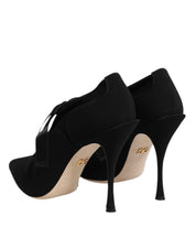 Dolce & Gabbana Black Lace Up Stiletto Heels Pumps Shoes