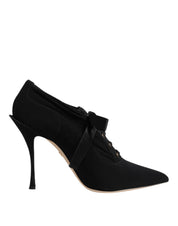 Dolce & Gabbana Black Lace Up Stiletto Heels Pumps Shoes