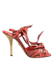Dolce & Gabbana Coral Python Leather Heels Sandals Shoes