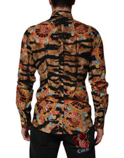 Dolce & Gabbana GOLD Cotton Tiger Carretto Long Sleeve Shirt