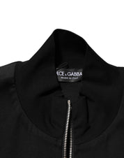 Dolce & Gabbana Black Cotton Logo Full Zip Men Bomber Jacket