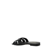Saint Laurent Black Calf Leather Bos Taurus Flat Sandals
