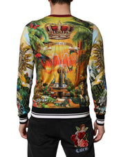 Dolce & Gabbana Tropical Heart Crown Silk Pullover Sweater