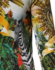 Dolce & Gabbana Tropical Heart Crown Silk Pullover Sweater