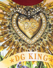 Dolce & Gabbana Tropical Heart Crown Silk Pullover Sweater