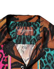 Dolce & Gabbana Multicolor Silk Tiger Print Hawaiian T-shirt