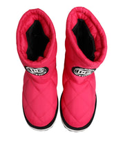 Dolce & Gabbana Pink White Viscose Padded Mid Calf Boots Shoes
