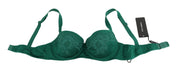 Dolce & Gabbana Green Silk Stretch Floral Lace Bra Underwear