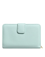 Dolce & Gabbana Mint Green Leather Bifold Continental Clutch Wallet