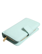 Dolce & Gabbana Mint Green Leather Bifold Continental Clutch Wallet