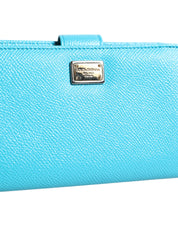 Dolce & Gabbana Light Blue Leather Bifold Continental Clutch Wallet