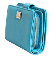Dolce & Gabbana Light Blue Leather Bifold Continental Clutch Wallet