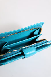 Dolce & Gabbana Light Blue Leather Bifold Continental Clutch Wallet