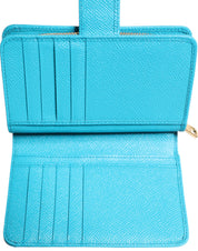 Dolce & Gabbana Light Blue Leather Bifold Continental Clutch Wallet