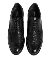 Dolce & Gabbana Black Leather Floral Lace Dress Formal  Shoes