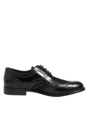Dolce & Gabbana Black Leather Floral Lace Dress Formal  Shoes