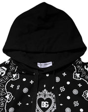 Dolce & Gabbana Black Bandana Hooded Men Sweatshirt Sweater