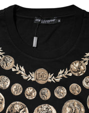 Dolce & Gabbana Black Coin Print Cotton Crew Neck T-shirt