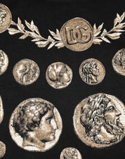 Dolce & Gabbana Black Coin Print Cotton Crew Neck T-shirt