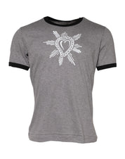 Dolce & Gabbana Gray Sacred Heart Cotton Crew Neck T-shirt