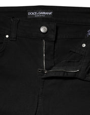 Dolce & Gabbana Black Cotton Skinny Mid Waist Denim Jeans