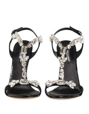 Dolce & Gabbana Black Keira Crystals Heels Sandals Shoes