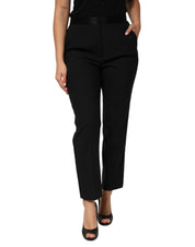 Dolce & Gabbana Black Wool HighWaist Tapered Trouser Pants