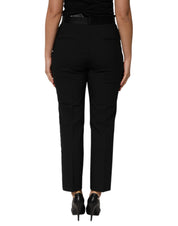 Dolce & Gabbana Black Wool HighWaist Tapered Trouser Pants