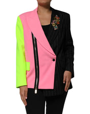 Dolce & Gabbana Multicolor Patchwork Embellished Coat Jacket