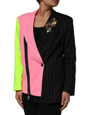 Dolce & Gabbana Multicolor Patchwork Embellished Coat Jacket