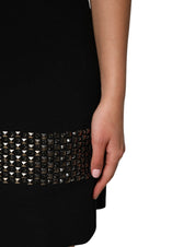 Dolce & Gabbana Black Crystal Embellished Collared Mini Dress
