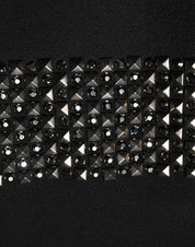 Dolce & Gabbana Black Crystal Embellished Collared Mini Dress