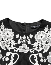 Dolce & Gabbana Black Lace Trim Short Sleeves A-line Dress