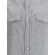 Brunello Cucinelli Gray Cotton Pattern Shirt