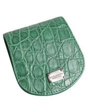Dolce & Gabbana Green Exotic Skin Coin Condom Case Holder Pocket Wallet