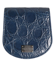 Dolce & Gabbana Blue Exotic Skin Coin Condom Case Holder Pocket Wallet