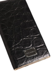 Dolce & Gabbana Black Leather Exotic Skin 3000mAh Power Bank Charger USB