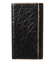 Dolce & Gabbana Black Leather Exotic Skin 3000mAh Power Bank Charger USB