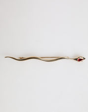 Dolce & Gabbana Gold Brass Red Crystal Spilla Serpente Mens Brooch Pin